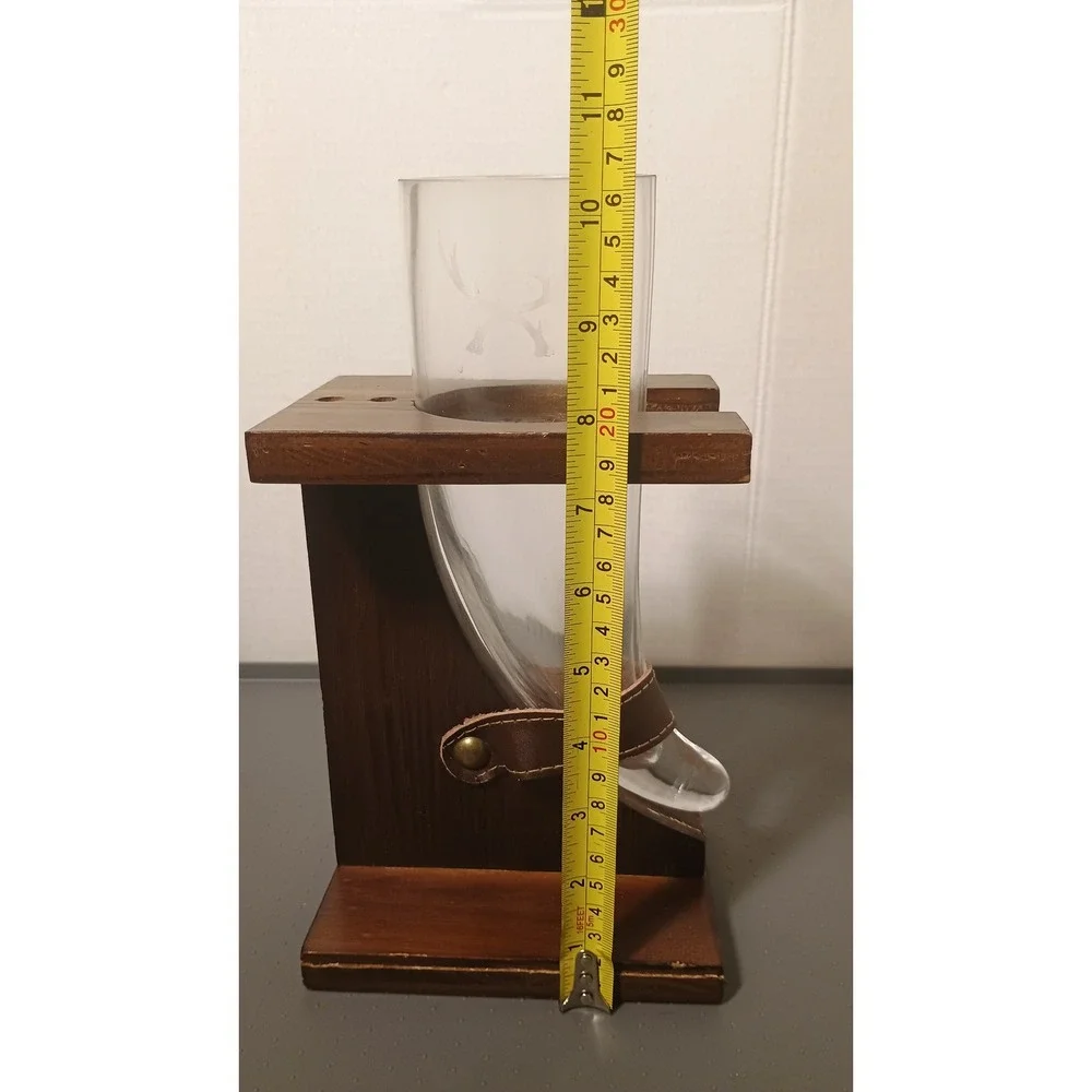 Drinking Horn Glass Stand Unisex OS Brown Good Etched Antler Rustic